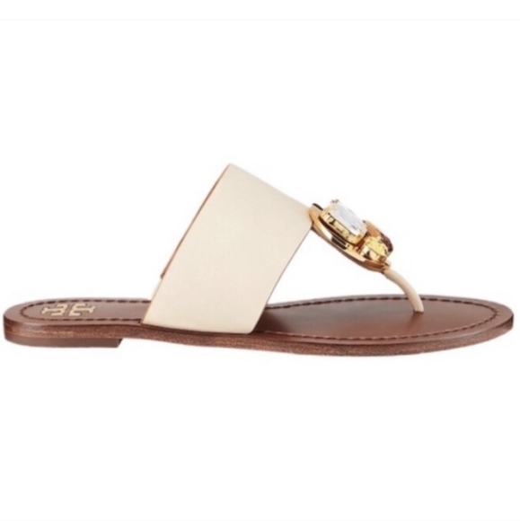 Tory Burch Sandals Patos Disk Embellished Dulce De Leche Womens 6 - Picture 8 of 10